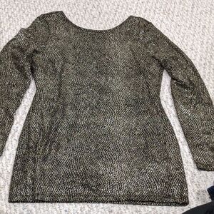 Cache Metallic Sparkly Glitter Black Gold Top